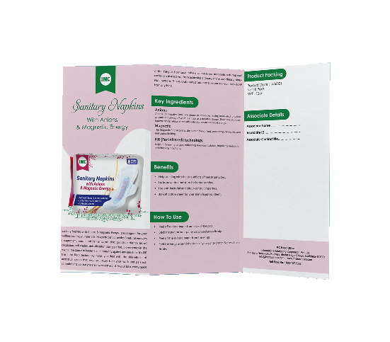 LEAFLET SANITARY NAPKINS WITH ANIONS AND MAGNETIC ENERGY 