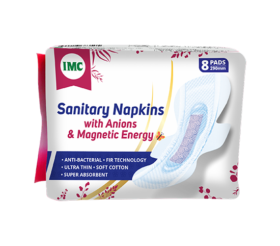 SANITARY NAPKINS WITH ANIONS AND MAGNETIC ENERGY